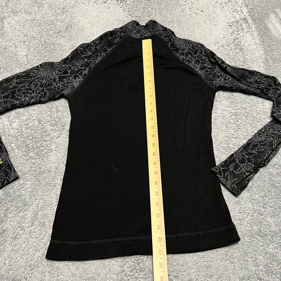 Smartwool Shirt Womens Medium Black Gray Merino 250 Quarter Zip Base Layer - Picture 9 of 9